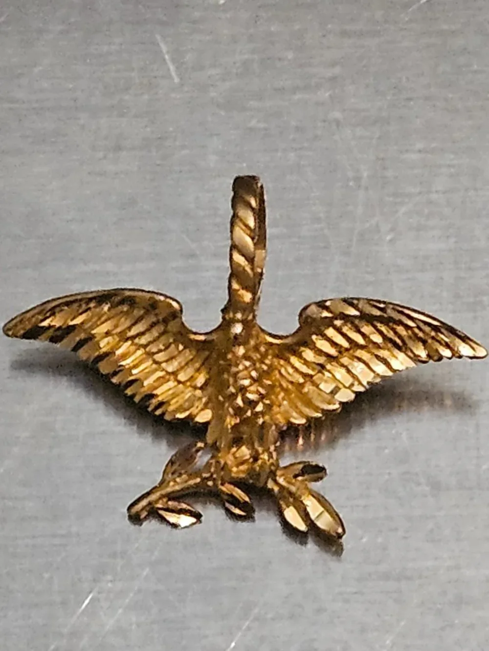 RARE VINTAGE MICHAEL ANTHONY 14k GOLD EAGLE DIAMOND CUT MILITARY CHARM PENDANT